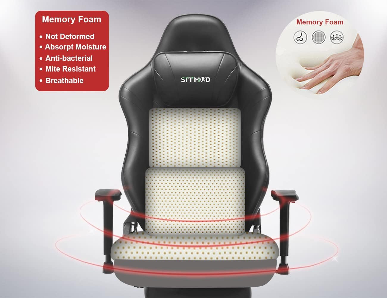 Gaming Chairs for Adults Computer Chair with Footrest Racing Lumbar Support Gamer Chair Comfy Massage PC Leather Ergonomic Chair High Back Reclining Adjustable Swivel Video Game Chairs