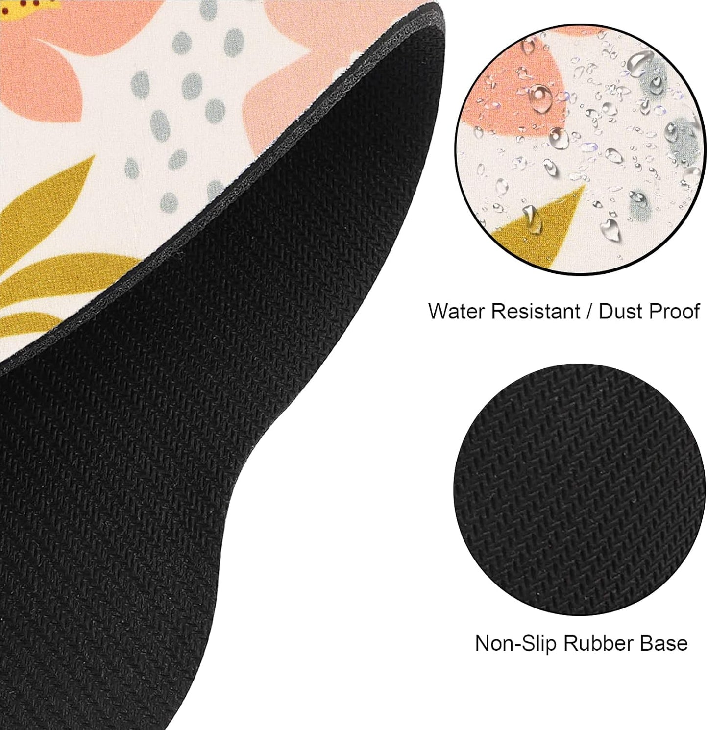 Ergonomic Mouse Pad with Wrist Rest Support, Memory Form Non-Slip Rubber Base Mousepad for Home, Office, Easy Typing & Pain Relief, Pink Flowers