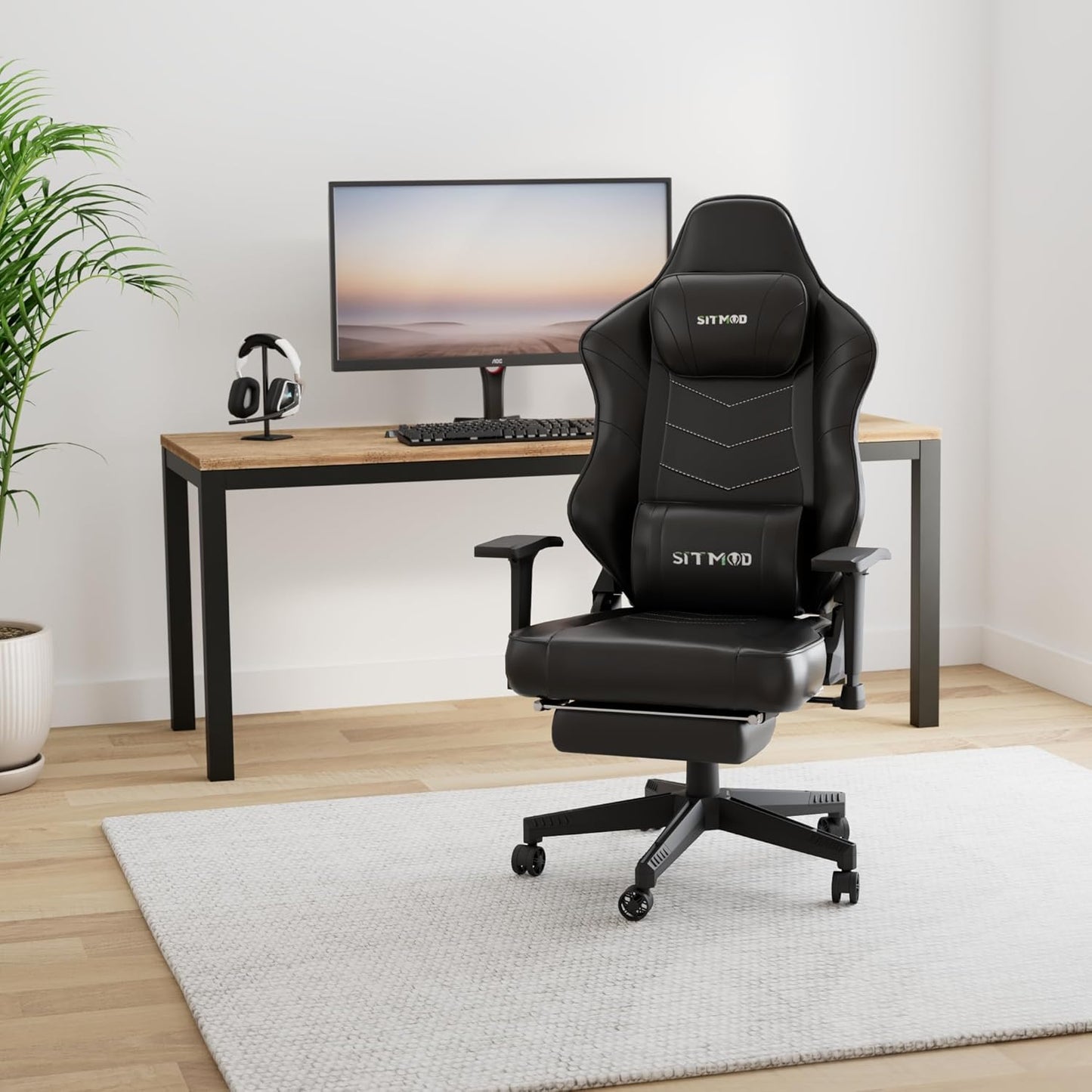 Gaming Chairs for Adults Computer Chair with Footrest Racing Lumbar Support Gamer Chair Comfy Massage PC Leather Ergonomic Chair High Back Reclining Adjustable Swivel Video Game Chairs