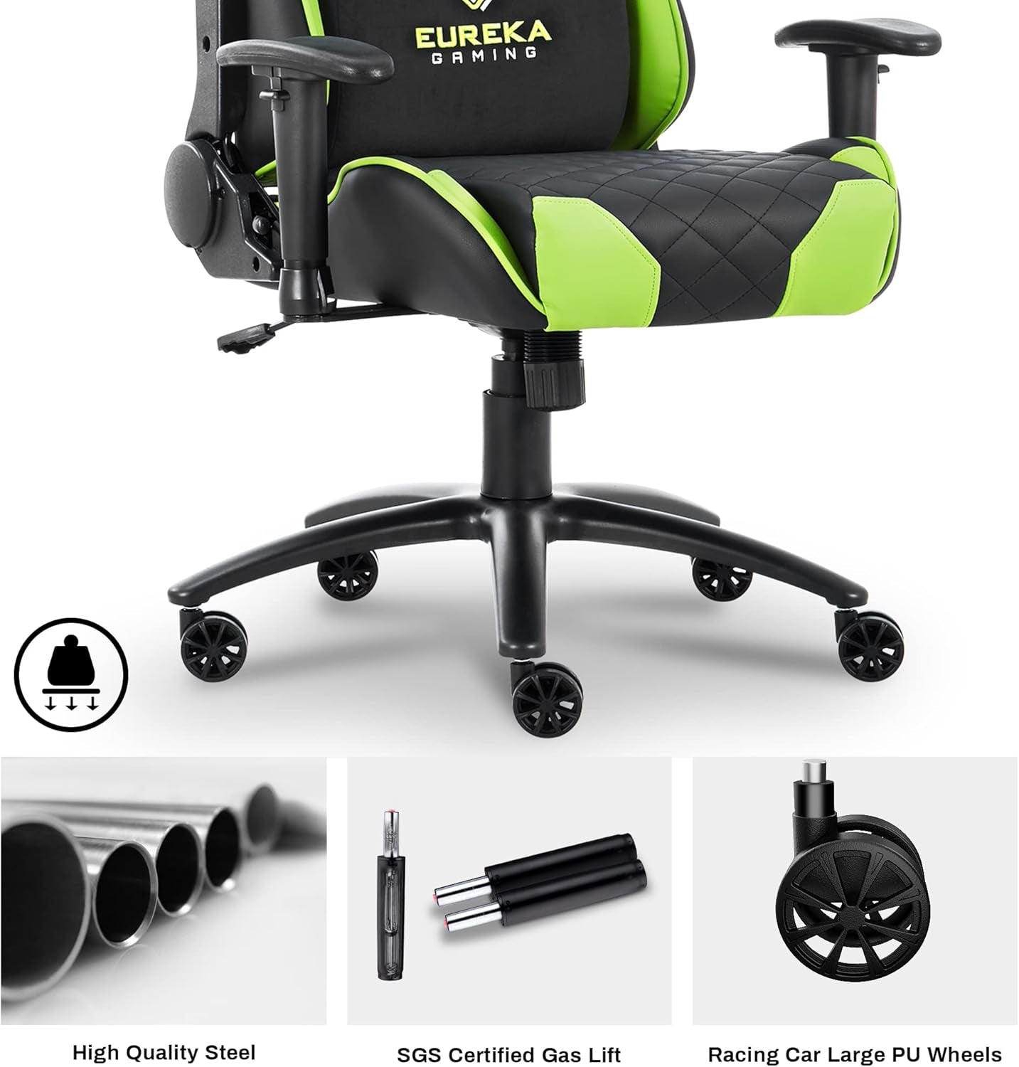 Gaming Chair Gamer Chair Computer Game Chair,Ergonomic Backrest and Seat Height Adjustable Swivel Recliner Desk Chairs with Headrest and Lumbar Pillow,Gamer Chair for Teens (Green)