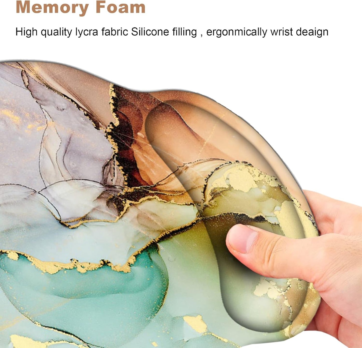 Ergonomic Mouse Pad with Wrist Rest Support, Memory Form Non-Slip Rubber Base Mousepad for Home, Office, Easy Typing & Pain Relief,Abstract Art Marble