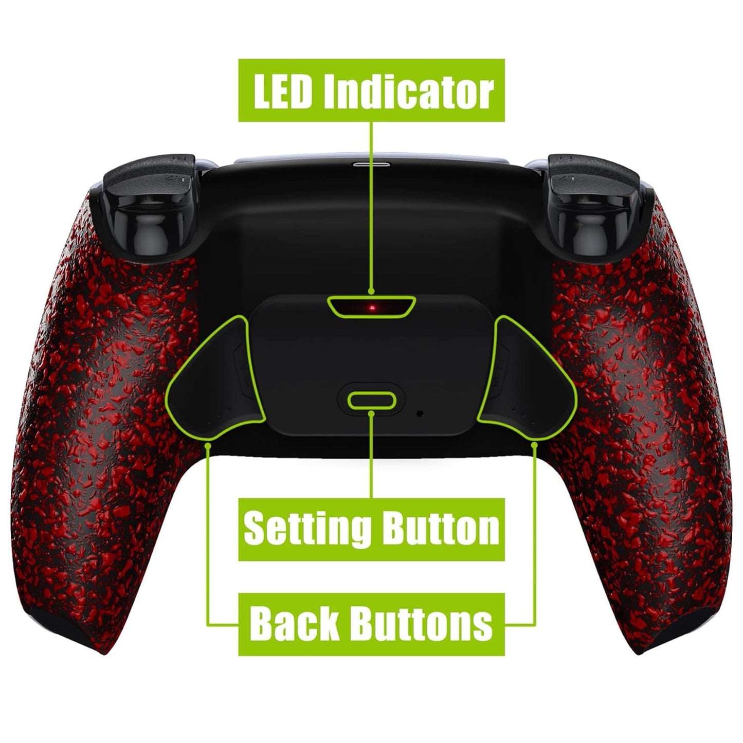 Textured Red Back Paddles Programable RISE Remap Kit for PS5 Controller BDM-030 040 050, Upgrade Board & Redesigned Back Shell & Back Buttons Attachment for PS5 Controller - NO Controller