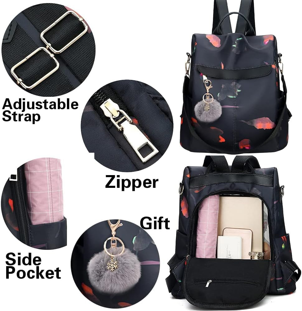Backpack Purse for Women Mini Anti-Theft Bag Waterproof Nylon Backpack Stylish Large Capacity Travel Bag