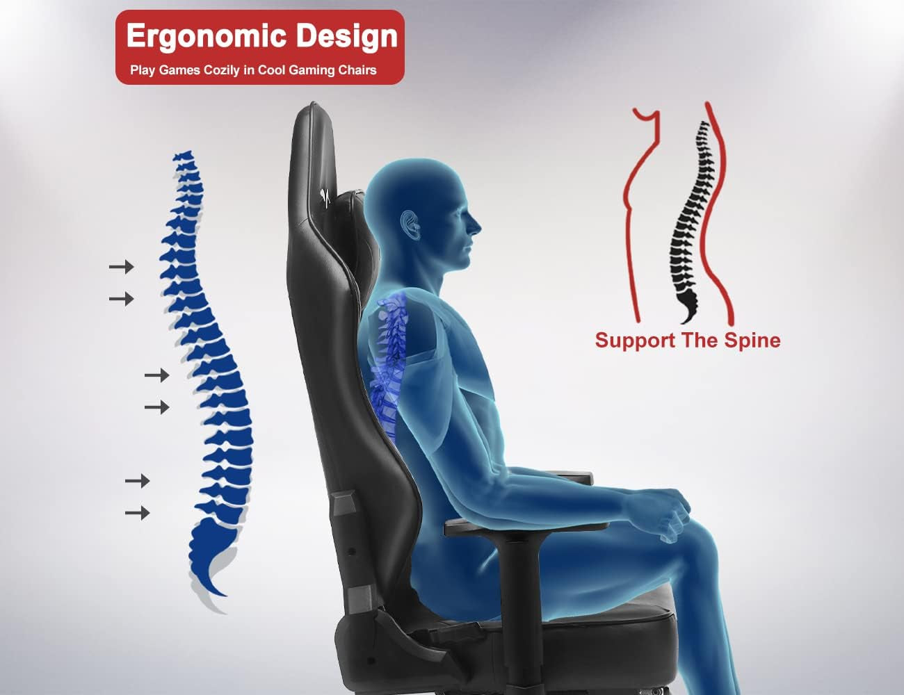 Gaming Chairs for Adults Computer Chair with Footrest Racing Lumbar Support Gamer Chair Comfy Massage PC Leather Ergonomic Chair High Back Reclining Adjustable Swivel Video Game Chairs