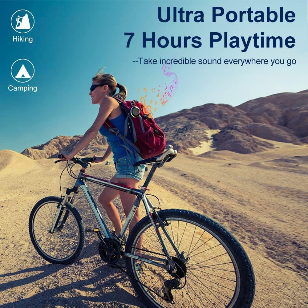 Bluetooth Shower Speaker, Portable Speaker with Subwoofer, IPX7 Waterproof Wireless Speaker, Mini Speaker Stereo with Suction Cups Hook for Beaches, Hiking, Camping, Swimming, Pool Parties