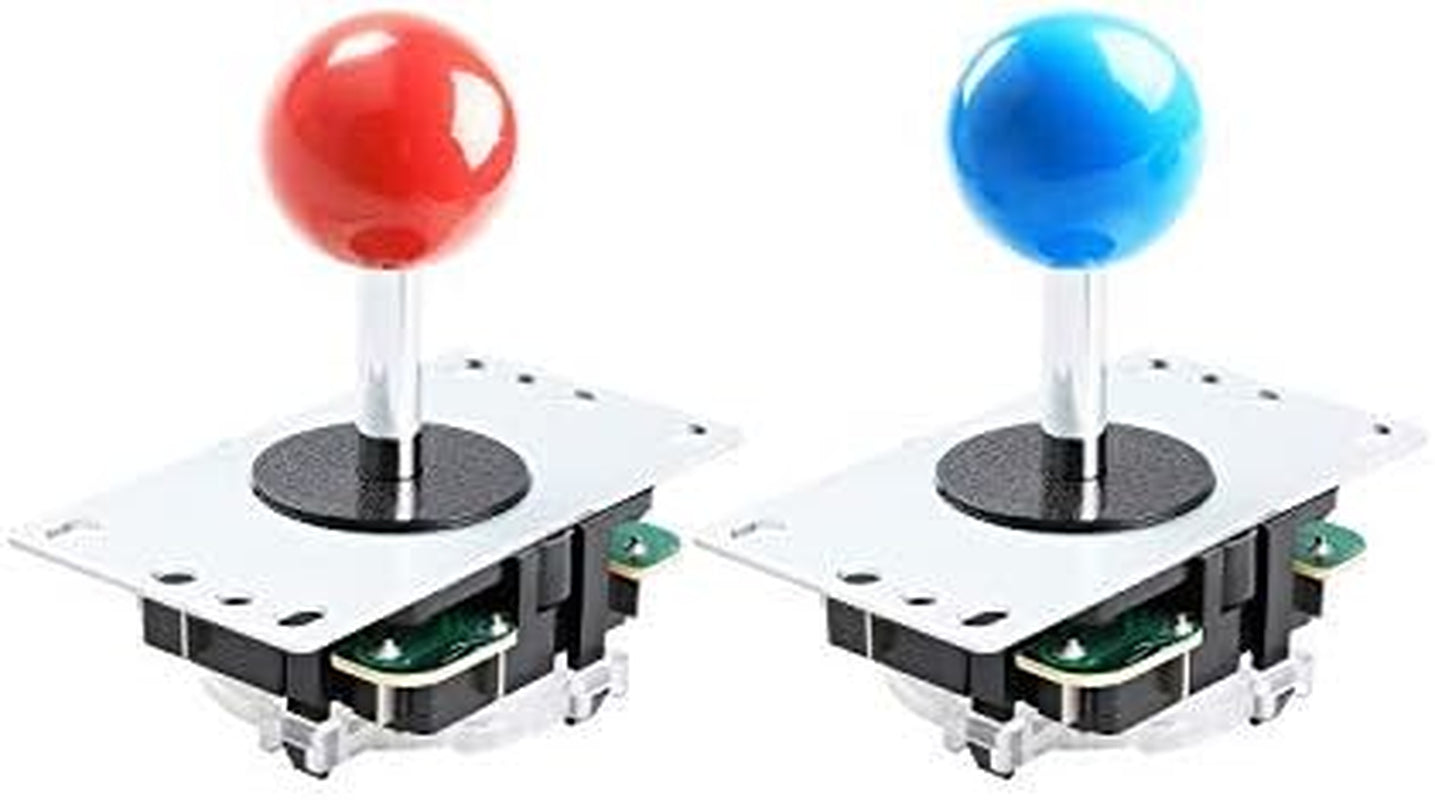 2-Player LED Arcade DIY Kit for USB MAME PC Game DIY & Raspberry Pi Retro Controller DIY Including 2X Arcade Joystick, 20X LED Arcade Buttons, 2X Zero Delay USB Encoder (Blue & Red)