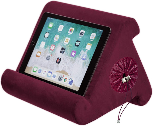 Tablet Stand Compatible with Ipad, Cubby Storage and Multi-Angle Viewing for Home, Work & Travel. Our Tablet Holder Has Storage for Your All Your Personal Items. (Nebbiolo)