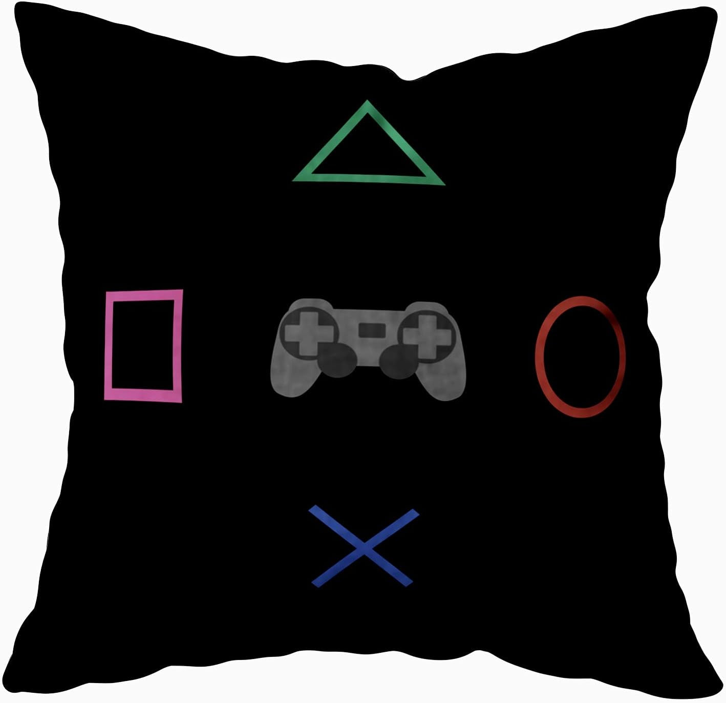 TOMKEY Bed Pillows, Hidden Zippered 20X20Inch Flat Gaming Concept Amp Creative Computer Game Competition Simple Decorative Throw Cotton Pillow Case Cushion Cover for Home Decor,Black