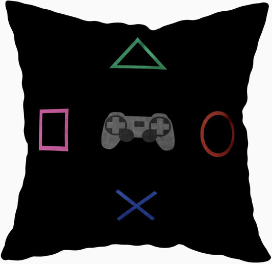 TOMKEY Bed Pillows, Hidden Zippered 20X20Inch Flat Gaming Concept Amp Creative Computer Game Competition Simple Decorative Throw Cotton Pillow Case Cushion Cover for Home Decor,Black