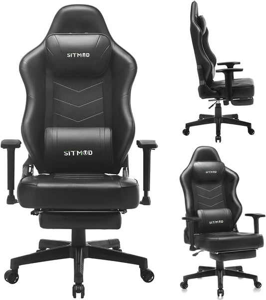 Gaming Chairs for Adults Computer Chair with Footrest Racing Lumbar Support Gamer Chair Comfy Massage PC Leather Ergonomic Chair High Back Reclining Adjustable Swivel Video Game Chairs