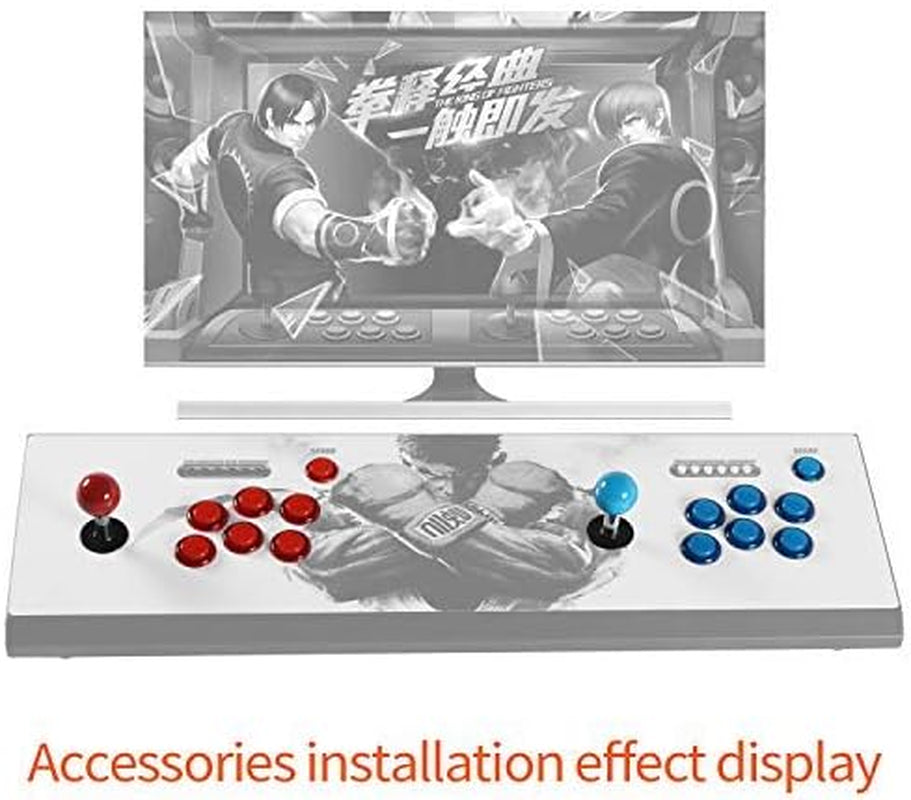 2-Player LED Arcade DIY Kit for USB MAME PC Game DIY & Raspberry Pi Retro Controller DIY Including 2X Arcade Joystick, 20X LED Arcade Buttons, 2X Zero Delay USB Encoder (Blue & Red)