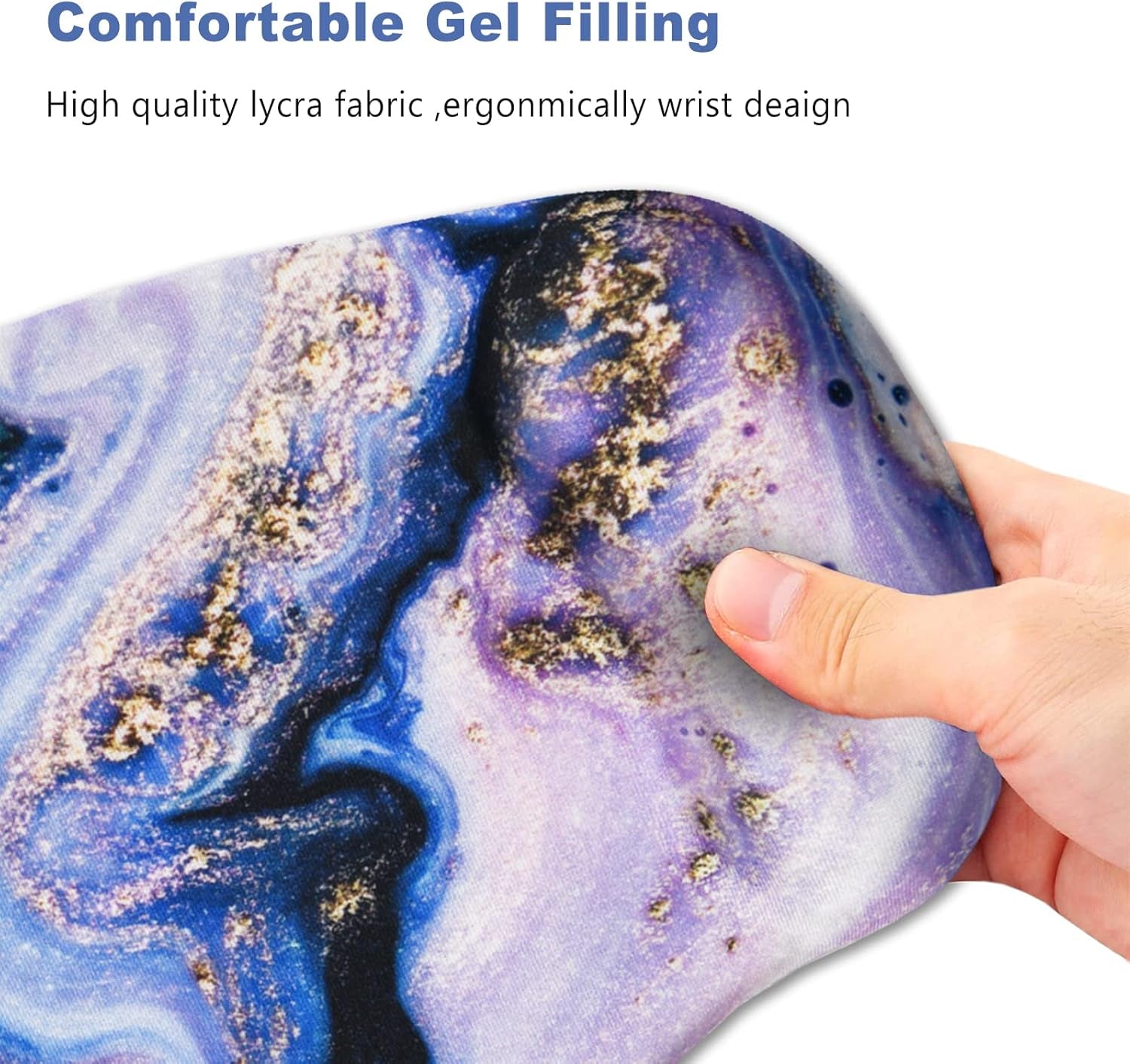 Ergonomic Mouse Pad with Wrist Support Gel Mouse Pad Wrist Rest, Non-Slip PU Base Comfortable Mousepad for Office Home Working Studying Pain Relief & Easy Typing, Purple Marble