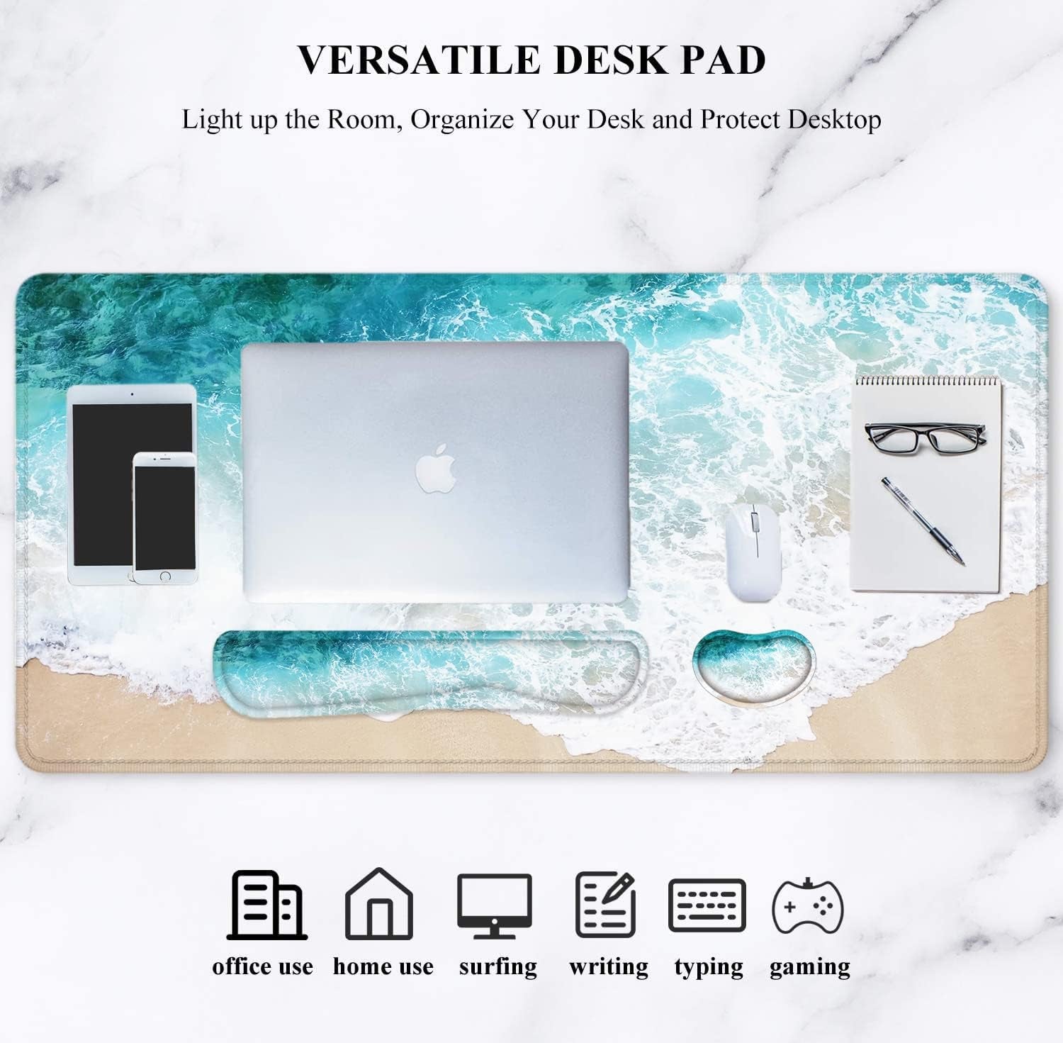 Desk Mat, Mouse Pad with Wrist Rest, 4-In-1 Large Mouse Pads for Desk, Ergonomic Mouse Pad and Keyboard Wrist Rest Gaming Keyboard Mat for Office, Home