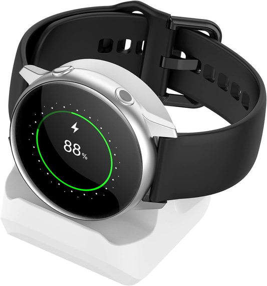Silicone Stand for Samsung Galaxy Watch 4/Galaxy Watch 4 Classic/Galaxy Watch 3/Galaxy Active 2/Galaxy Watch Active, Non-Slip Charger Bracket Accessories Holder with Cable Management Slot- White