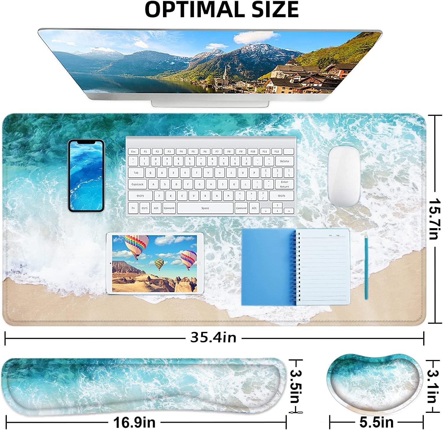 Desk Mat, Mouse Pad with Wrist Rest, 4-In-1 Large Mouse Pads for Desk, Ergonomic Mouse Pad and Keyboard Wrist Rest Gaming Keyboard Mat for Office, Home
