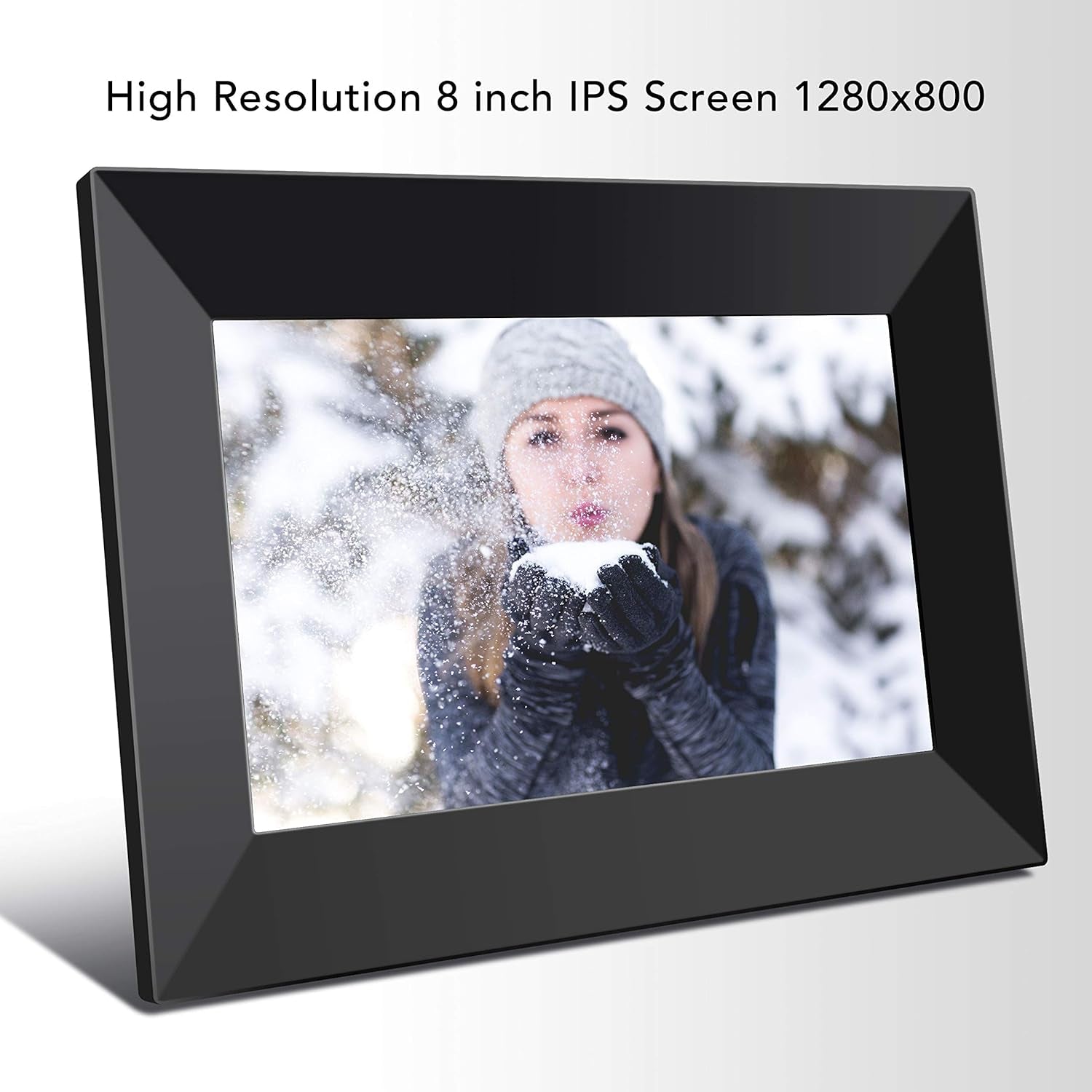 Digital Wifi Picture Frame 8 Inch, Send Photos or Videos from Anywhere, 16GB Storage,1280X800 IPS HD Display,Touchscreen for Easy Navigation