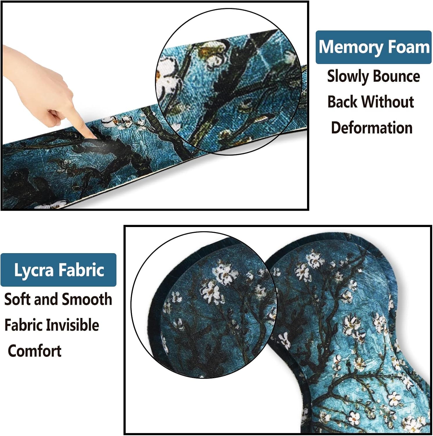 Keyboard Wrist Rest and Mouse Pad with Wrist Support Set Ergonomic Coaster, Memory Foam Mousepad Non-Slip Rubber Base Durable Comfortable for Easy Typing Pain Relief, Blue Van Gogh Painting