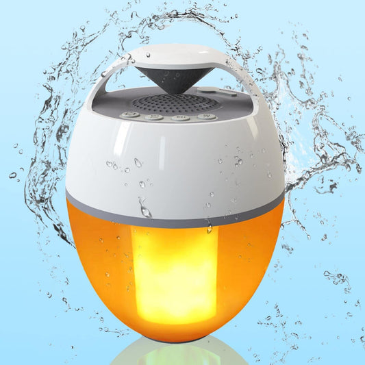 LED Flame Floating Bluetooth Speaker for Pool, IP68 Waterproof, Hot Tub with Rich Bass, HD Stereo Sound, Hands-Free Portable for Outdoor