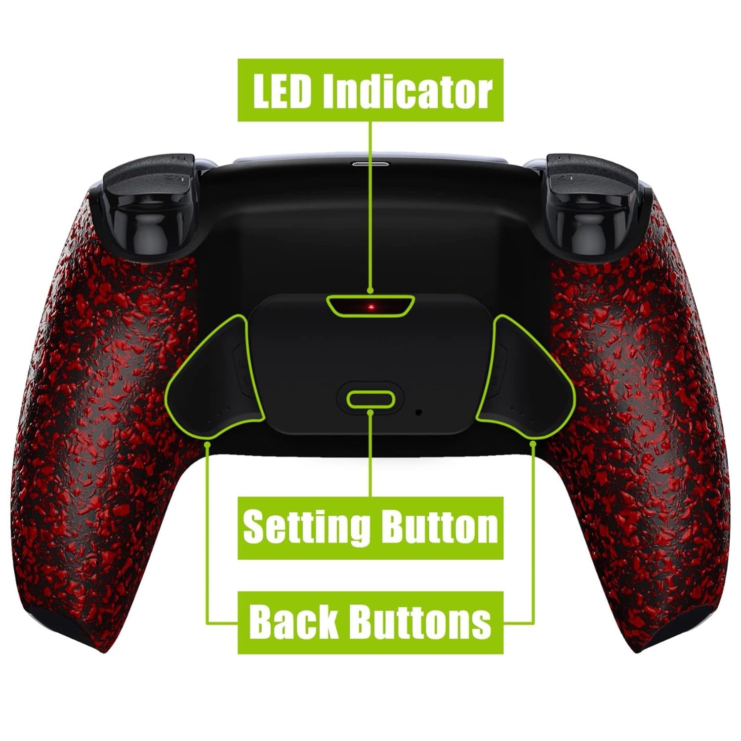 Textured Red Back Paddles Programable RISE Remap Kit for PS5 Controller BDM-030 040 050, Upgrade Board & Redesigned Back Shell & Back Buttons Attachment for PS5 Controller - NO Controller
