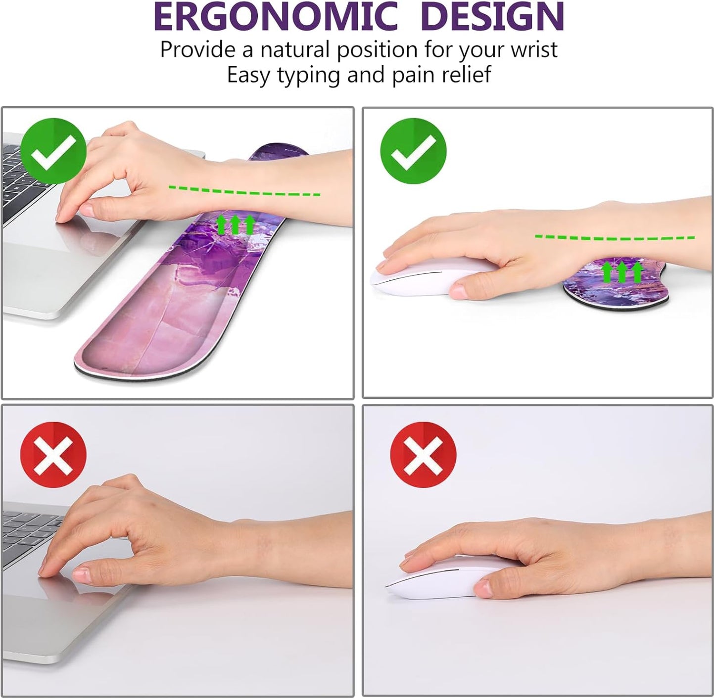 Keyboard Mouse Pad Set, Large Gaming Mousepad + Memory Foam Ergonomic Keyboard Wrist Rest Support, Easy Typing Pain Relief, 4Pcs (35.4" X 15.8") Extended Desk Mat-Abstract