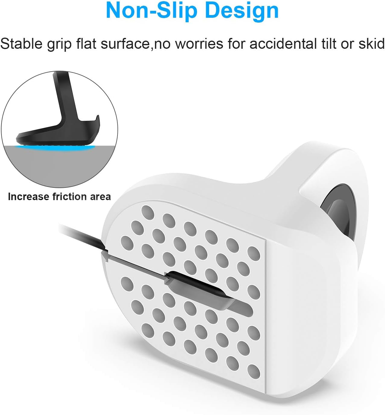 Silicone Stand for Samsung Galaxy Watch 4/Galaxy Watch 4 Classic/Galaxy Watch 3/Galaxy Active 2/Galaxy Watch Active, Non-Slip Charger Bracket Accessories Holder with Cable Management Slot- White