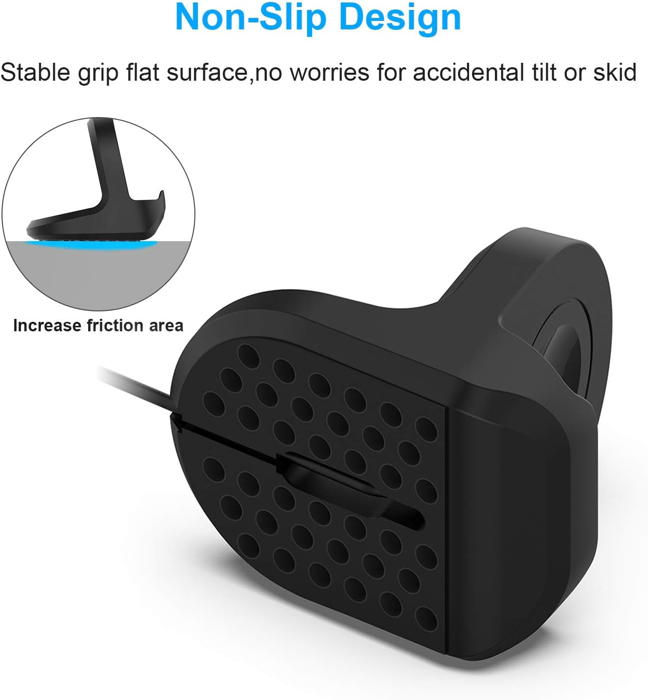 Silicone Stand for Samsung Galaxy Watch 4/Galaxy Watch 4 Classic/Galaxy Watch 3/Galaxy Active 2/Galaxy Watch Active, Non-Slip Charger Bracket Accessories Holder with Cable Management Slot- Black
