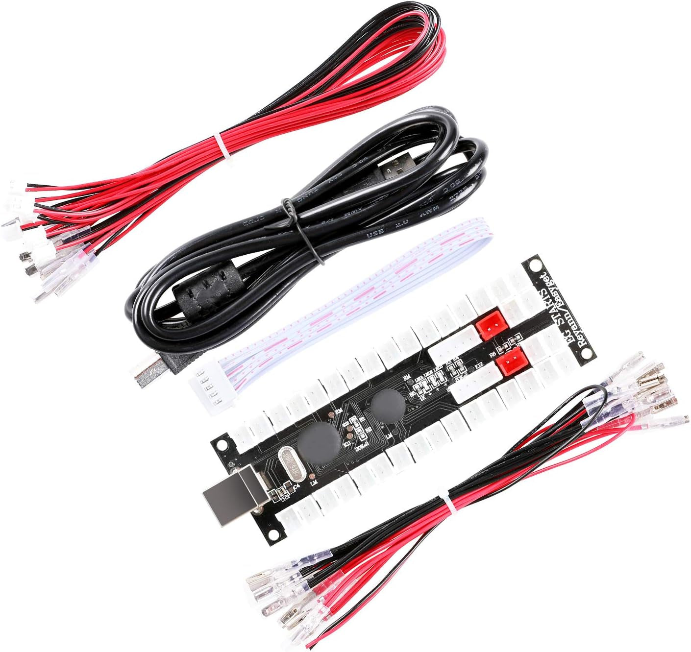 2-Player DIY Arcade Kit Zero Delay 2-Player USB Encoder + 2X Joystick + 20X LED Arcade Buttons for PC, Windows, MAME, Mac & Raspberry Pi Retro Gaming DIY (Blue & White)