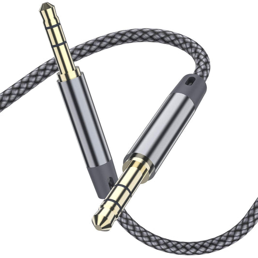 2Pack 10FT Long AUX Cable,[Copper Shell, Hi-Fi Sound] 3.5Mm 1/8 Auxiliary Audio Cable Nylon Braided Aux Cord Compatible Galaxy S21/S21+/S20+ Ultra, Note 20/10 Ultra, Macbook Air/Pro, Pad(Grey)