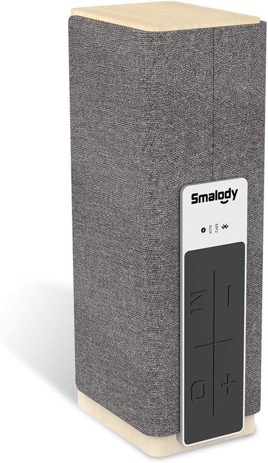 Portable Bluetooth Speakers, Wood 20W Power Wireless Speakers, Loud Stereo and Deep Bass, Dual Pairing Speaker with TF Slot AUX for Computer/Phone/Tablet/Projector (Deep Grey)