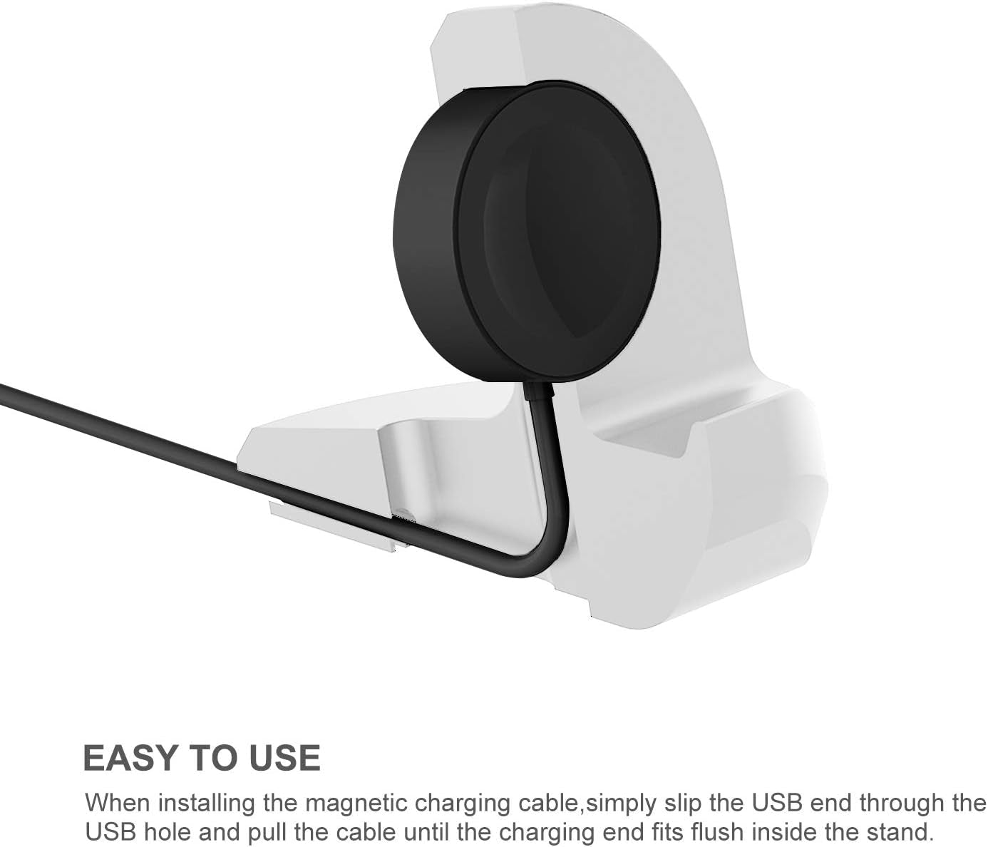 Silicone Stand for Samsung Galaxy Watch 4/Galaxy Watch 4 Classic/Galaxy Watch 3/Galaxy Active 2/Galaxy Watch Active, Non-Slip Charger Bracket Accessories Holder with Cable Management Slot- White