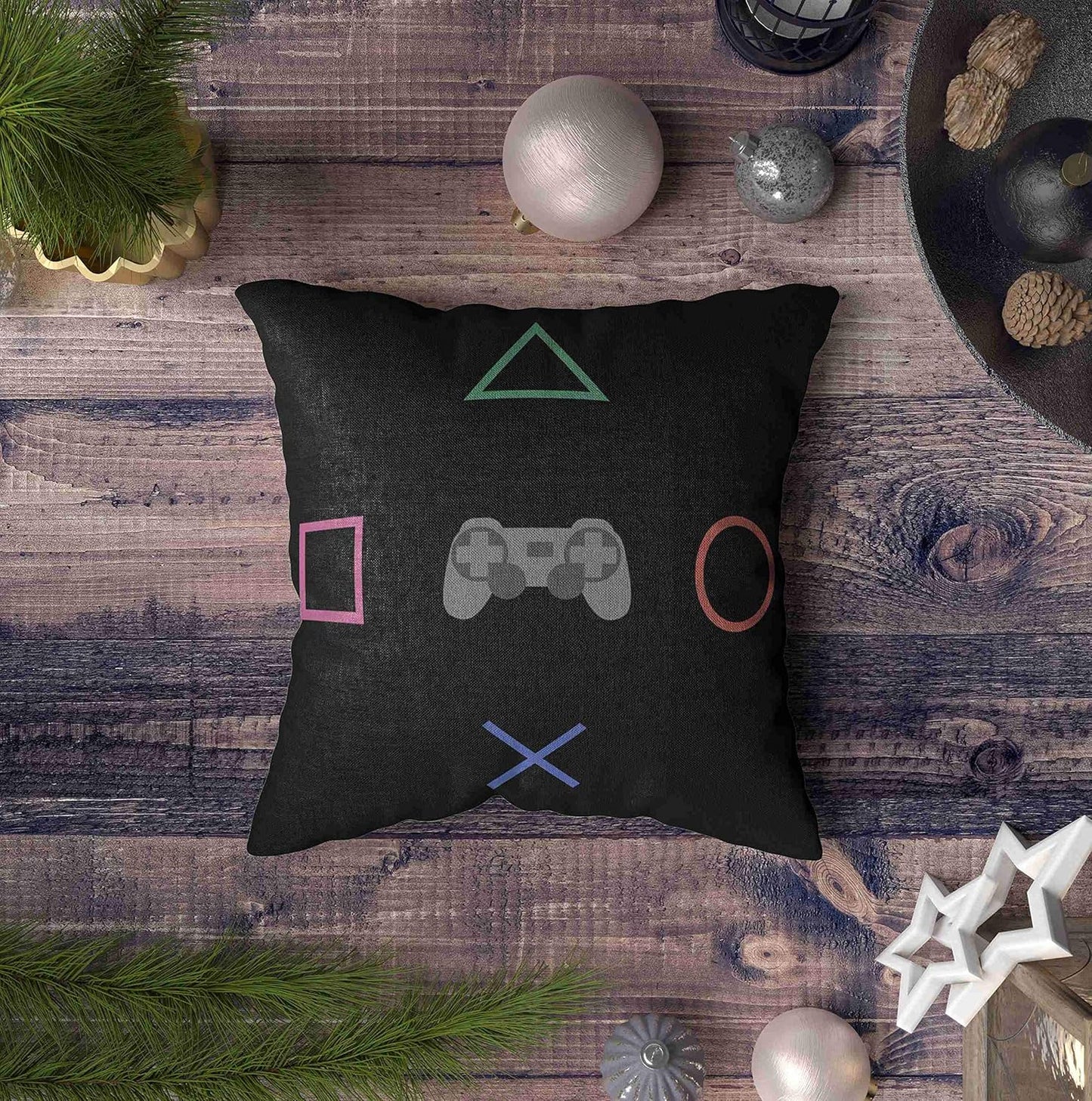 TOMKEY Bed Pillows, Hidden Zippered 20X20Inch Flat Gaming Concept Amp Creative Computer Game Competition Simple Decorative Throw Cotton Pillow Case Cushion Cover for Home Decor,Black