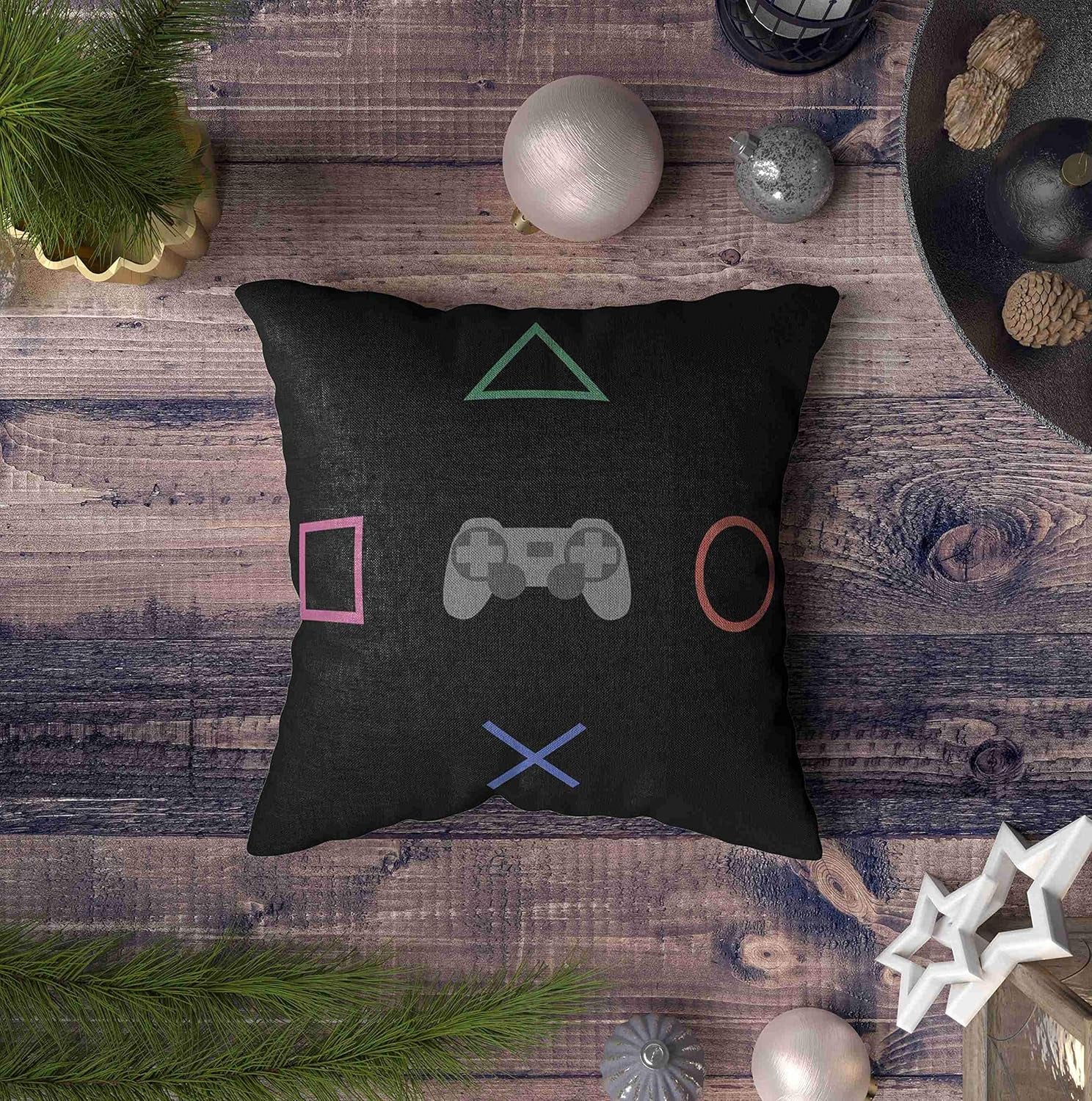 TOMKEY Bed Pillows, Hidden Zippered 20X20Inch Flat Gaming Concept Amp Creative Computer Game Competition Simple Decorative Throw Cotton Pillow Case Cushion Cover for Home Decor,Black