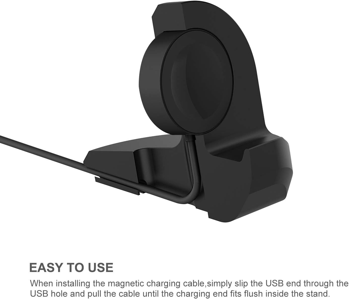 Silicone Stand for Samsung Galaxy Watch 4/Galaxy Watch 4 Classic/Galaxy Watch 3/Galaxy Active 2/Galaxy Watch Active, Non-Slip Charger Bracket Accessories Holder with Cable Management Slot- Black