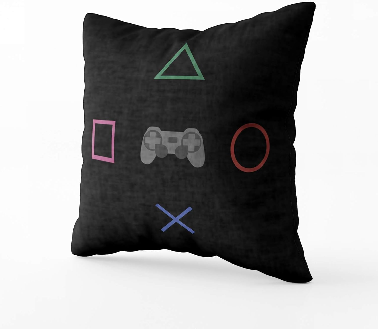 TOMKEY Bed Pillows, Hidden Zippered 20X20Inch Flat Gaming Concept Amp Creative Computer Game Competition Simple Decorative Throw Cotton Pillow Case Cushion Cover for Home Decor,Black