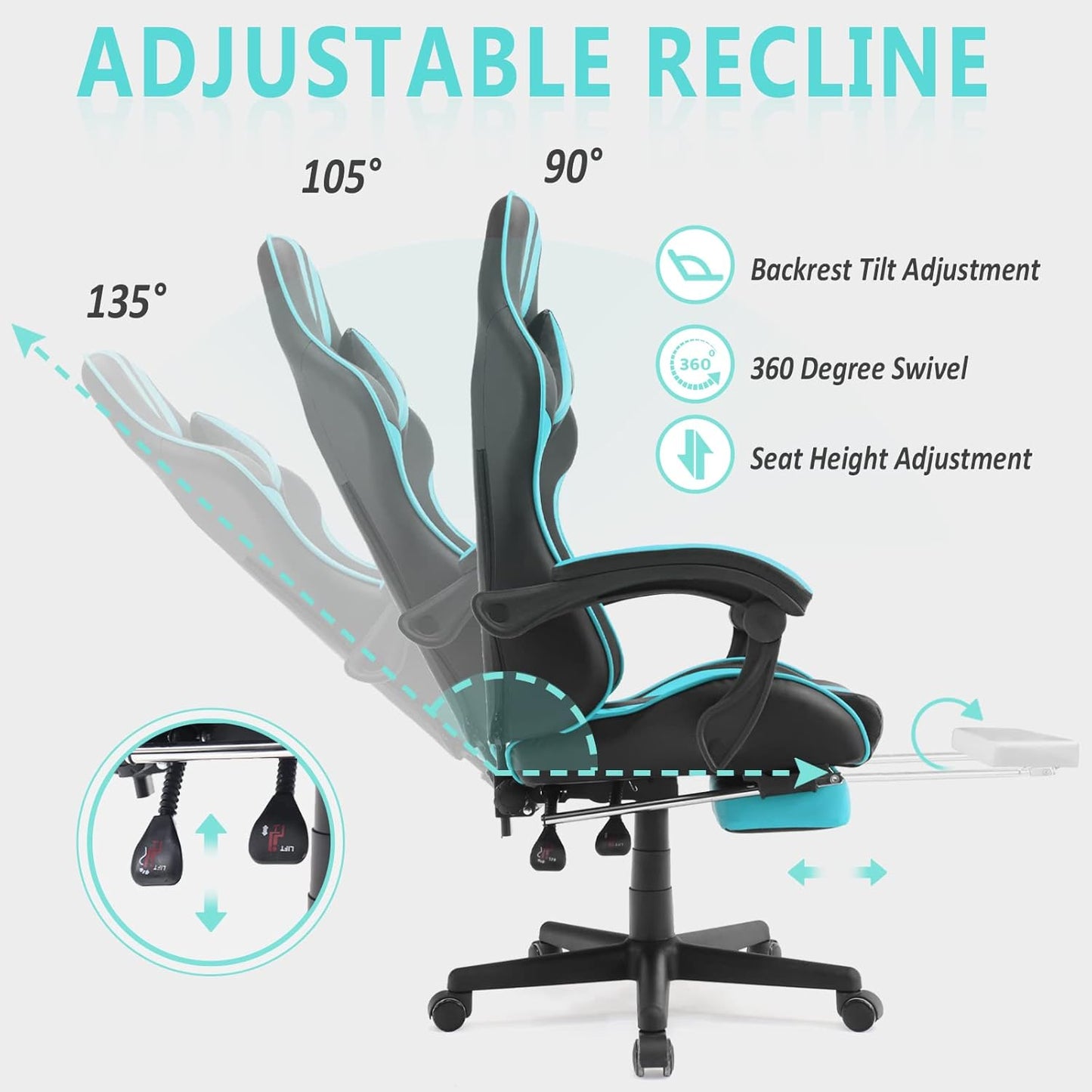 Miami Blue Ergonomic Gaming Chair for Adults & Teens